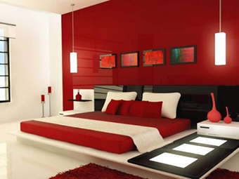 красный цвет в спальне